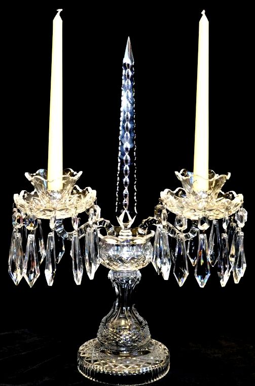553. Stunning Pair Irish Waterford Crystal Hand Cut Crystal Twin Arm Candelabra 20thCt - Image 2
