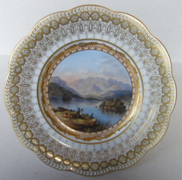 256. Rare Pair Hand Painted Plates Views Irish Killarney Lakes