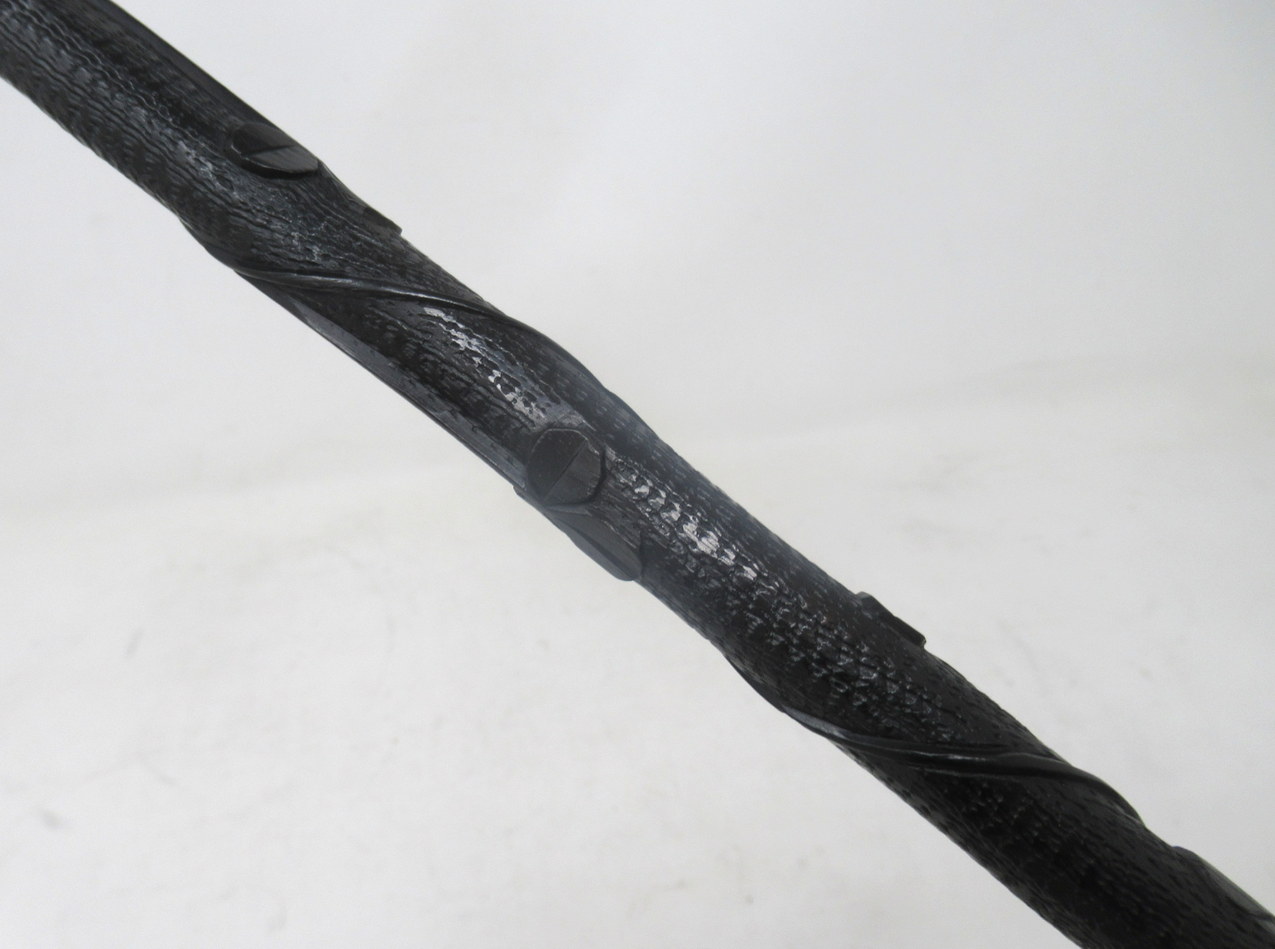 001. Fine Hand Carved Irish Bog Oak Walking Stick Silver Collar Hallmark 1901 - Image 8