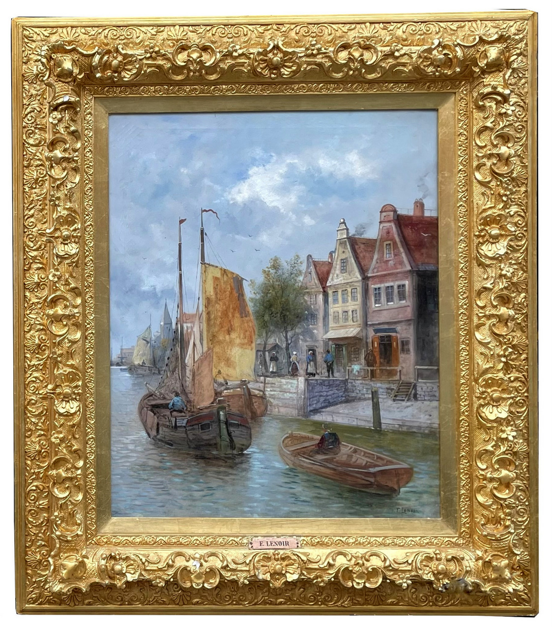 620. Felix Lenoir Pair Dutch Oil Paintings Marine Scenes Amsterdam Irish Interest 19Ct - Image 3