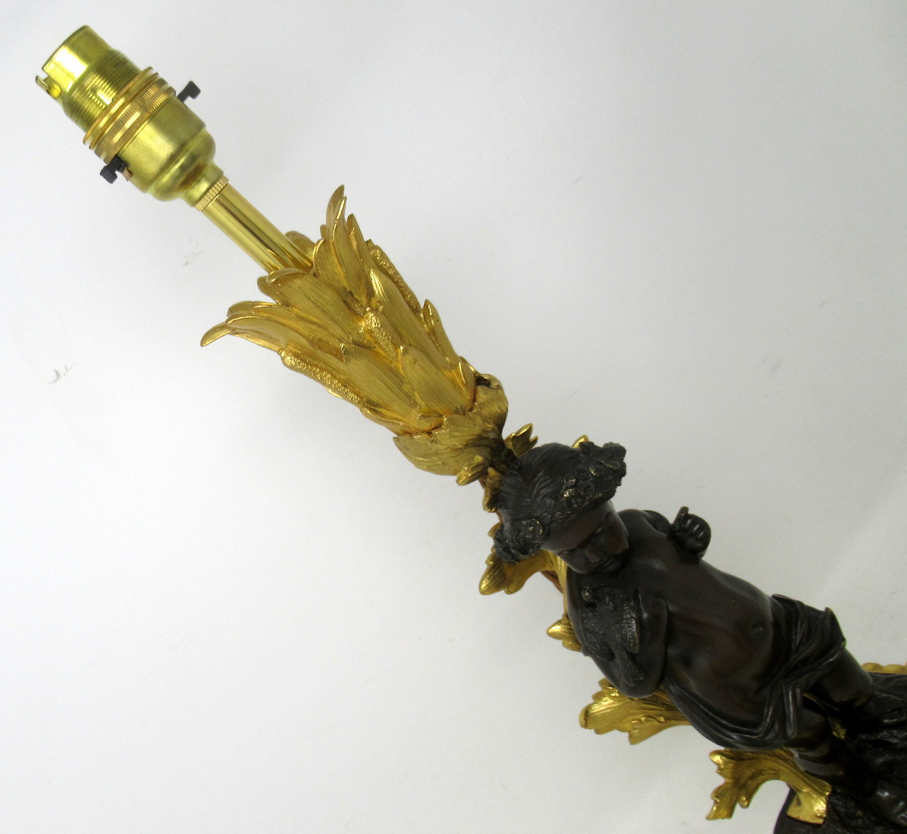 225. Antique Pair French Gilt Bronze Dore Ormolu Clodion Grand Tour Table Lamps 19 Ct - Image 9