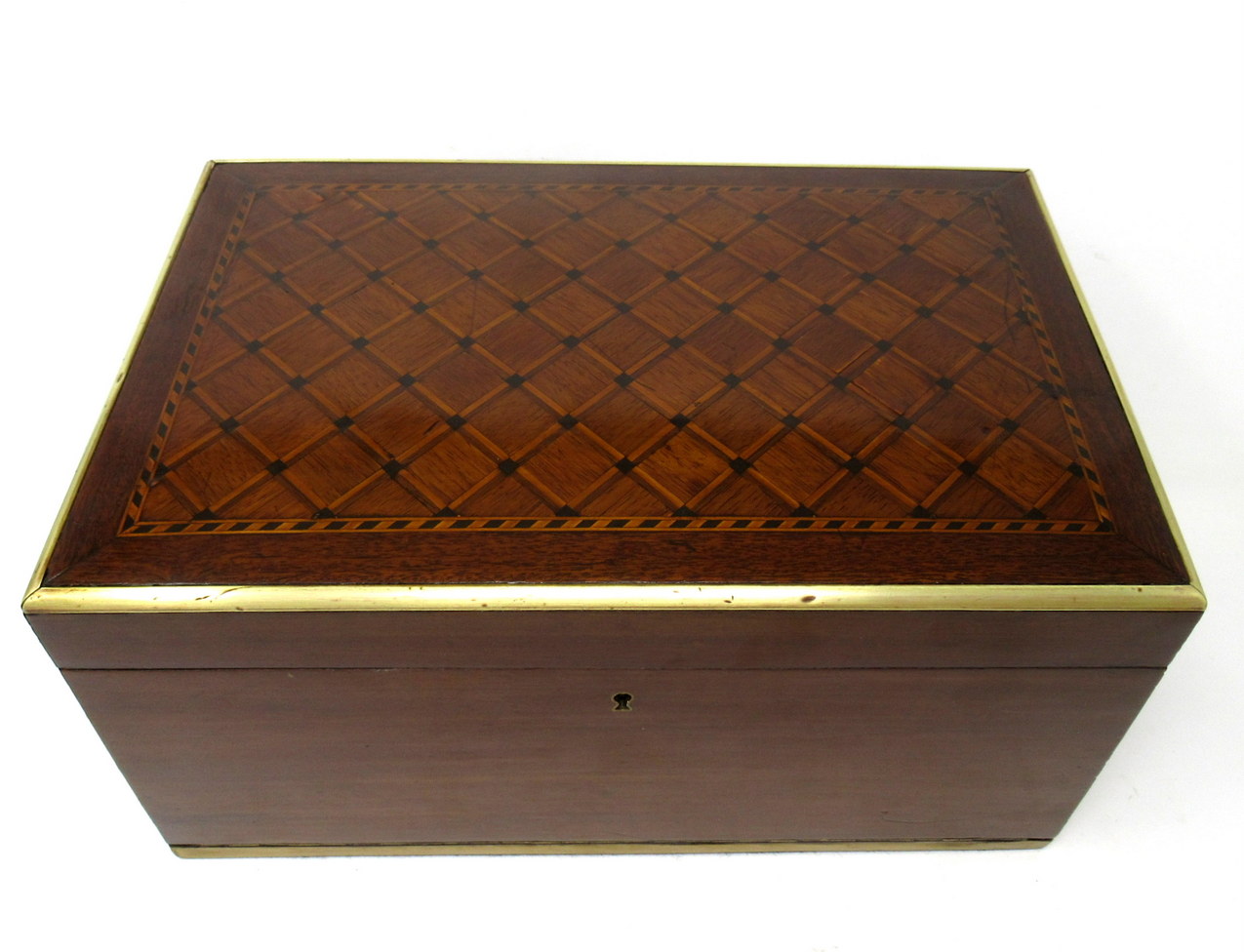330. Antique Mahogany Tunbridge Ware Marquetry Cigar Cigarette Casket Box Victorian - Image 4