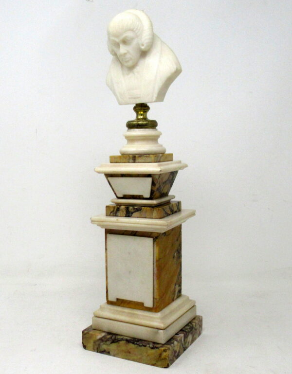 364. Antique Sienna Cream Marble Grand Tour Classical Bust of Lady Figure
