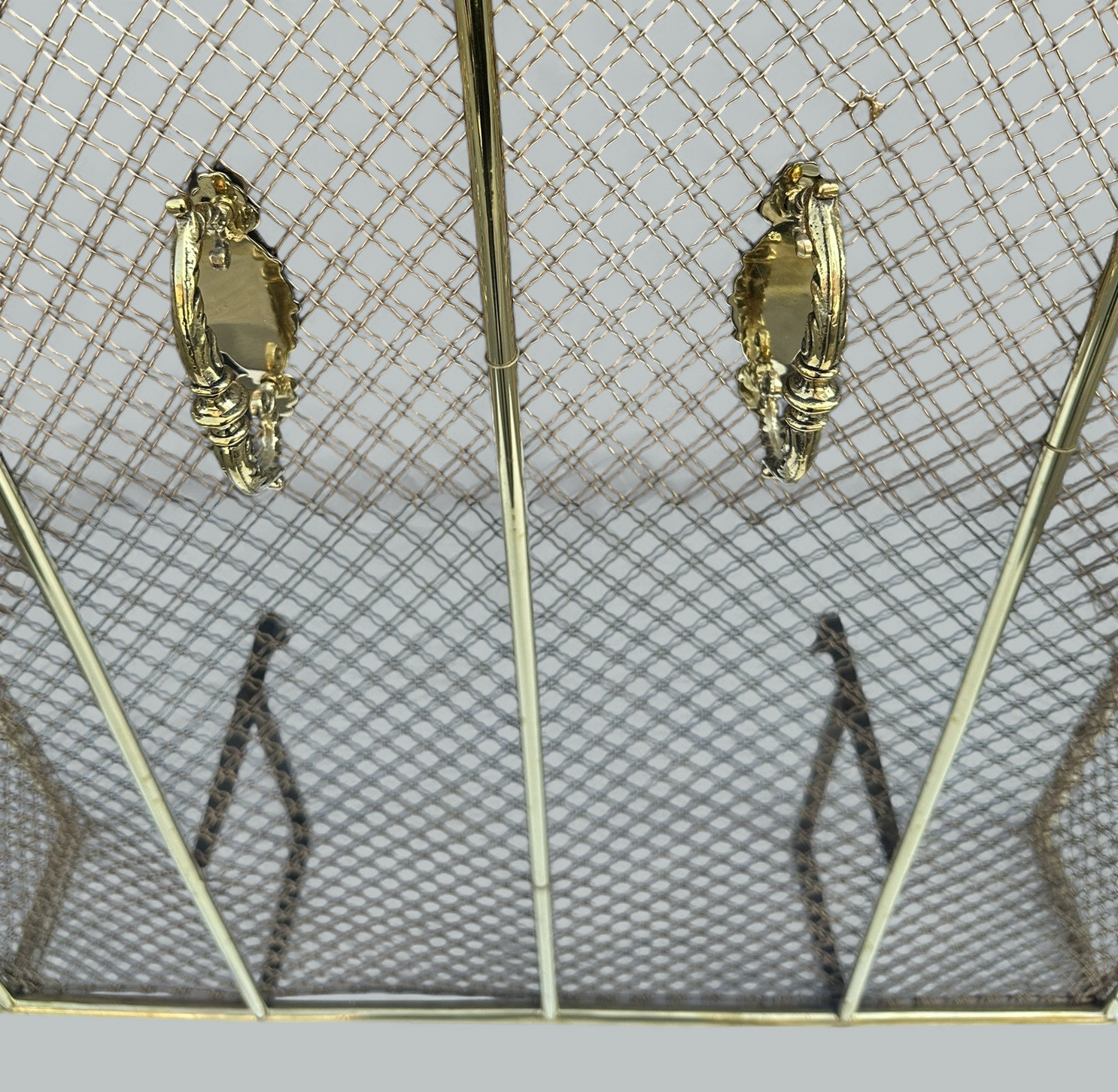 189. Antique English Country House Georgian Brass Fireplace Screen Surround Andrions - Image 5