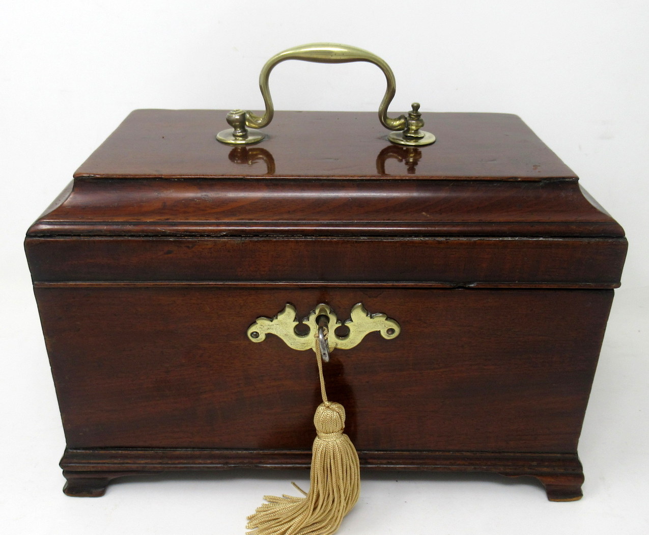 497. Antique Georgian Flame Mahogany English Double Tea Caddy Box Late 18th Century - Image 2