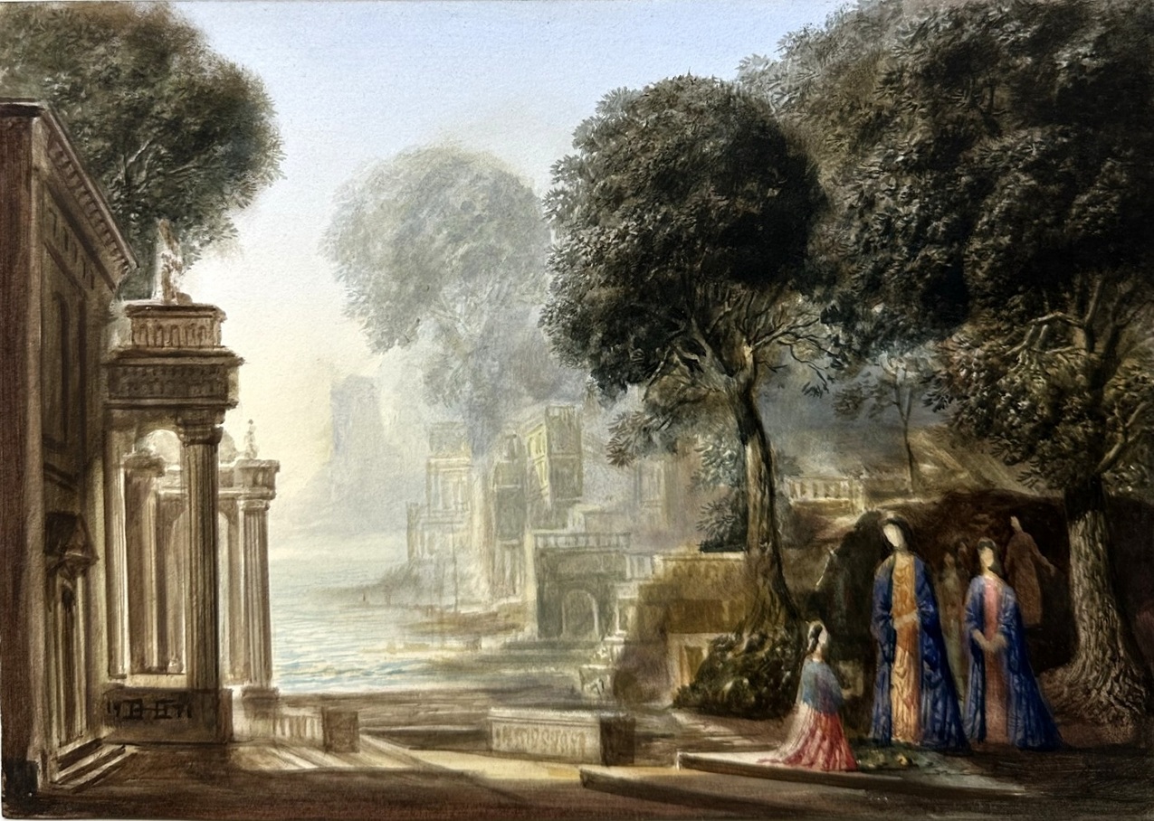 843. Antique Continental Italianate Framed Watercolour on Board possibly Venice Italy