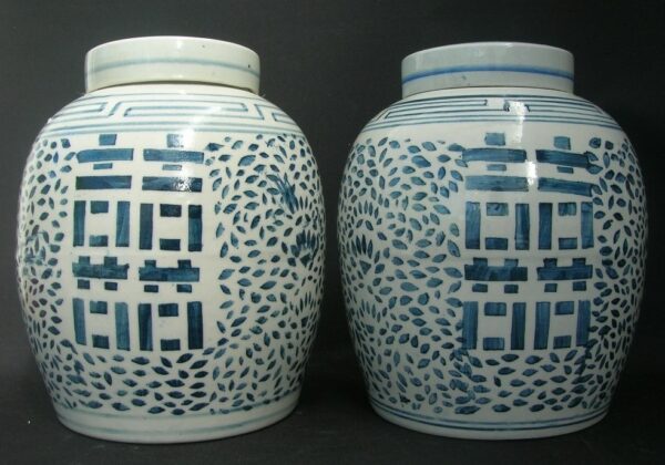 559. Large Provincial Blue and White Zhuanshu Ginger Jars