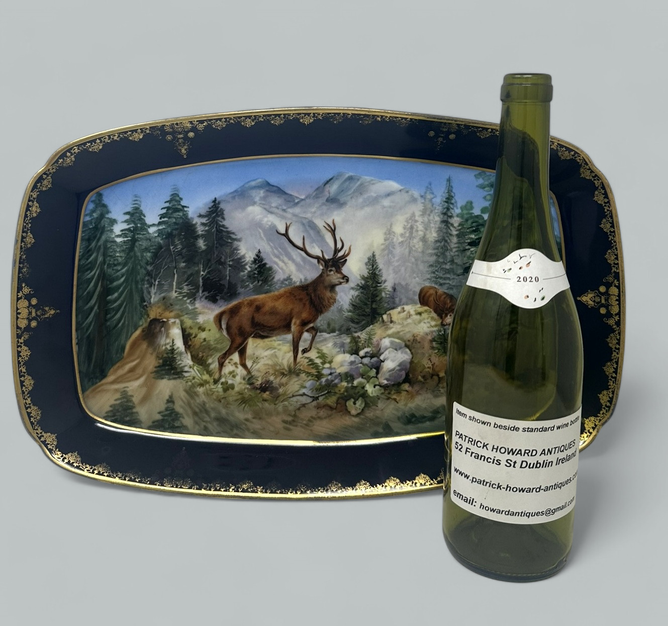 427. Antique Epiag Royal Czechoslovakian Porcelain Cabinet Plate Tray Highland Deer - Image 8