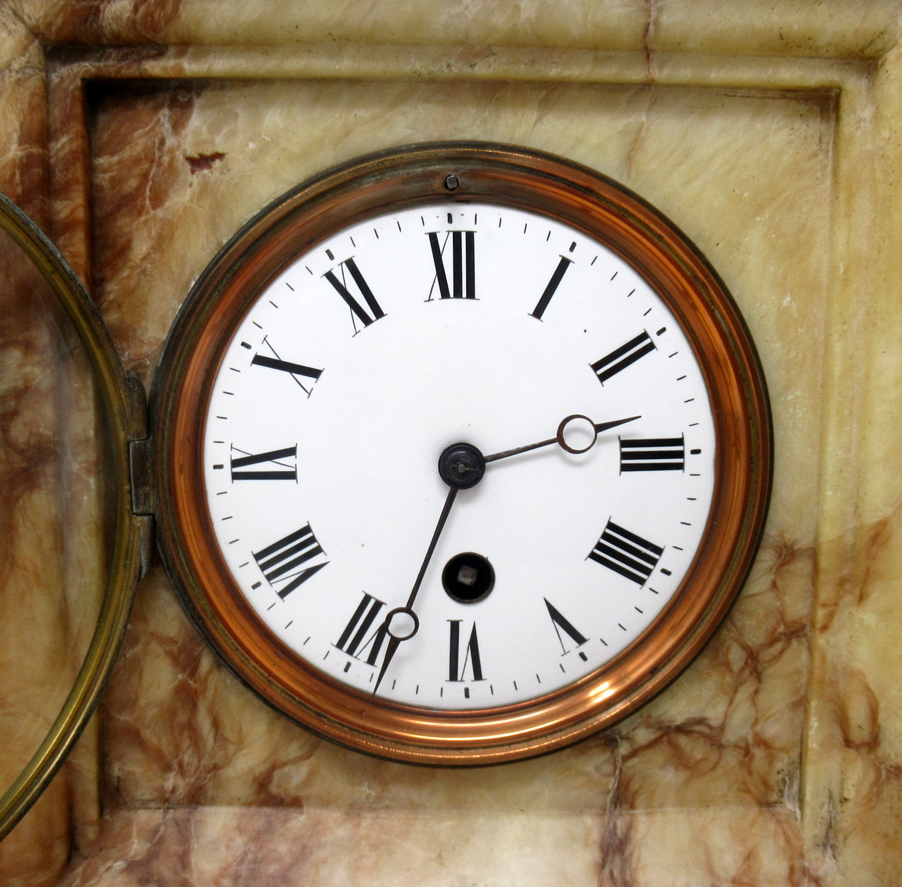 420. Antique French Carved Marble Architectural Castle Form Mantle Clock Timepiece - Image 8