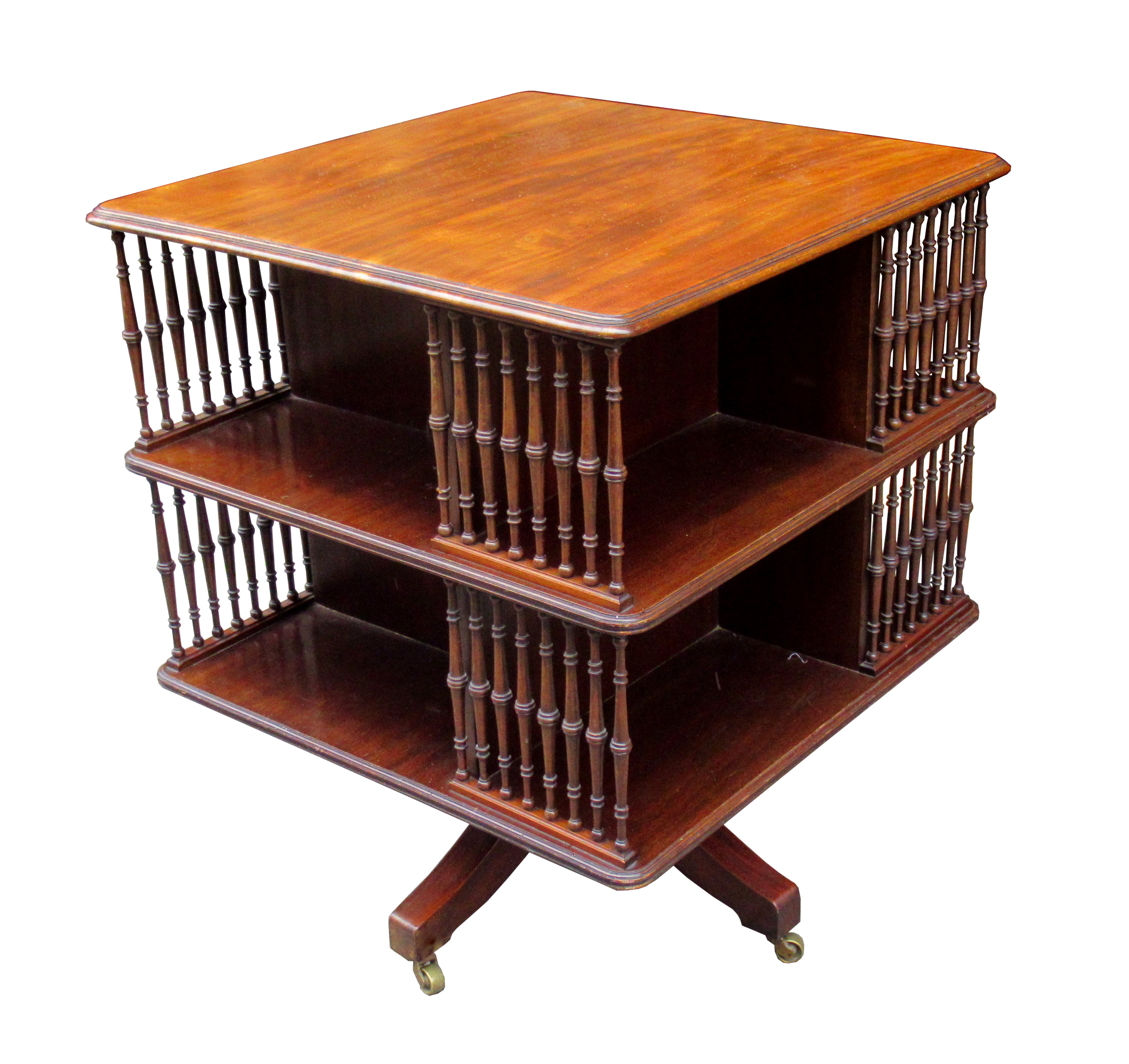 332. Fine Flame Mahogany Revolving Bookcase by Howard and Sons London 19thCt