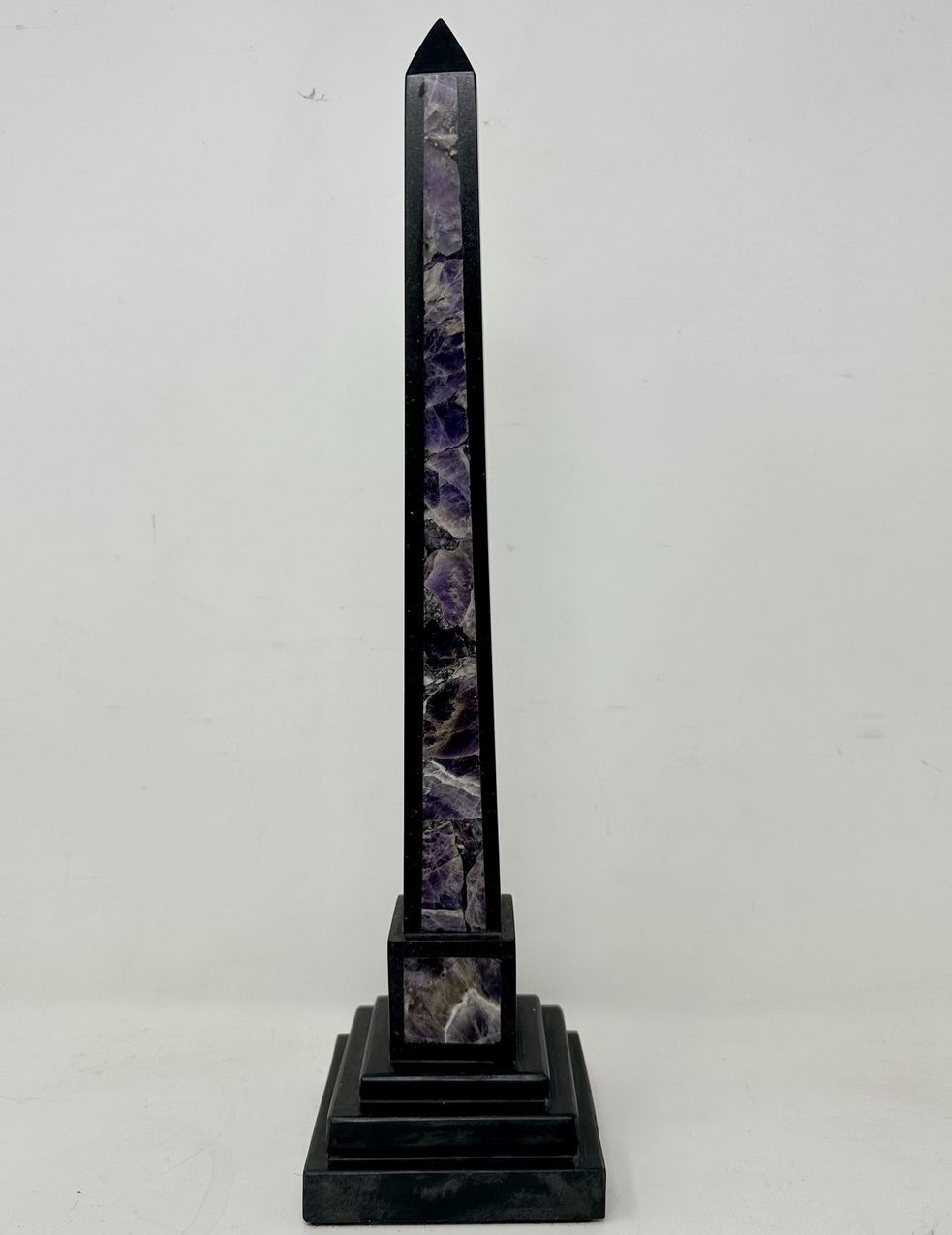 899. Antique Pair Italian Grand Tour Amethyst Blue John Marble Neoclassical Obelisks Columns - Image 5