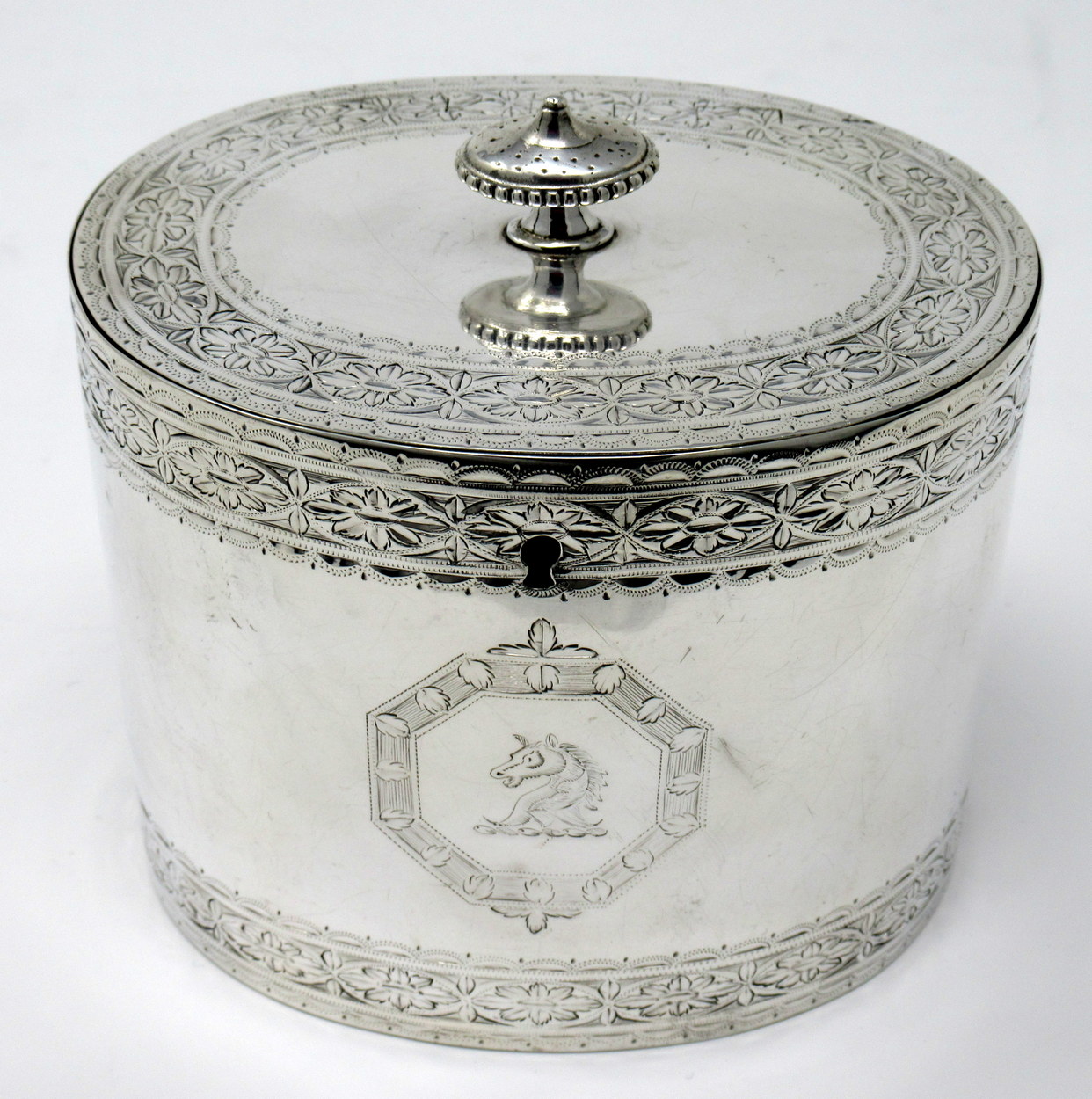 666. Rare Irish Georgian Dublin Silver Tea Caddy by Thomas Jones 1785. 10.9ozs