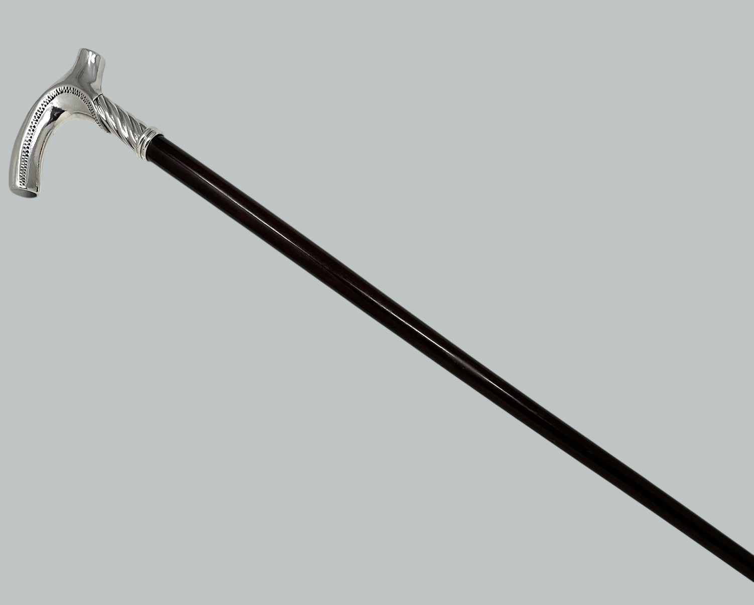 613. Antique Vintage Ladys Art Nouveau Wooden Walking Dress Stick Sterling Silver - Image 5