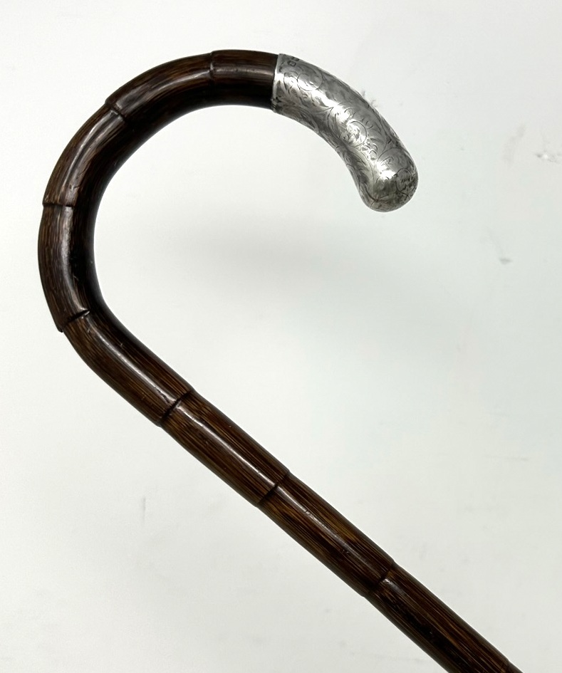 548. Superb Partridge Wood Walking Stick Jonathan Howell Silver Collar Mount Hallmark 1912 - Image 6