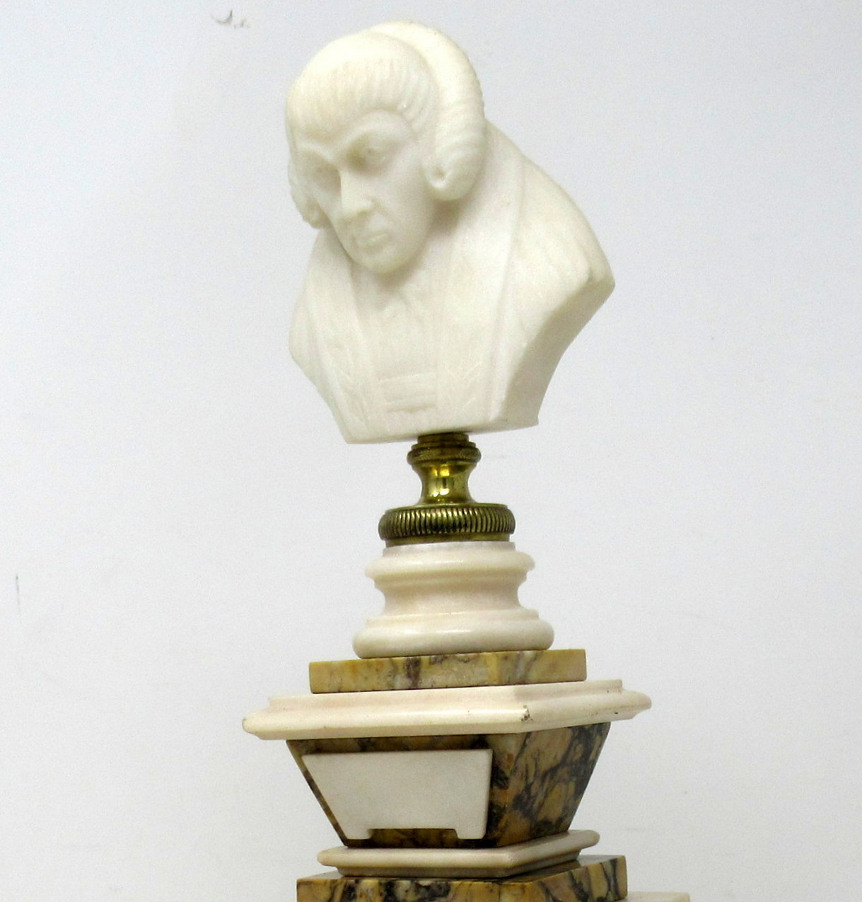 364. Antique Sienna Cream Marble Grand Tour Classical Bust of Lady Figure - Image 7