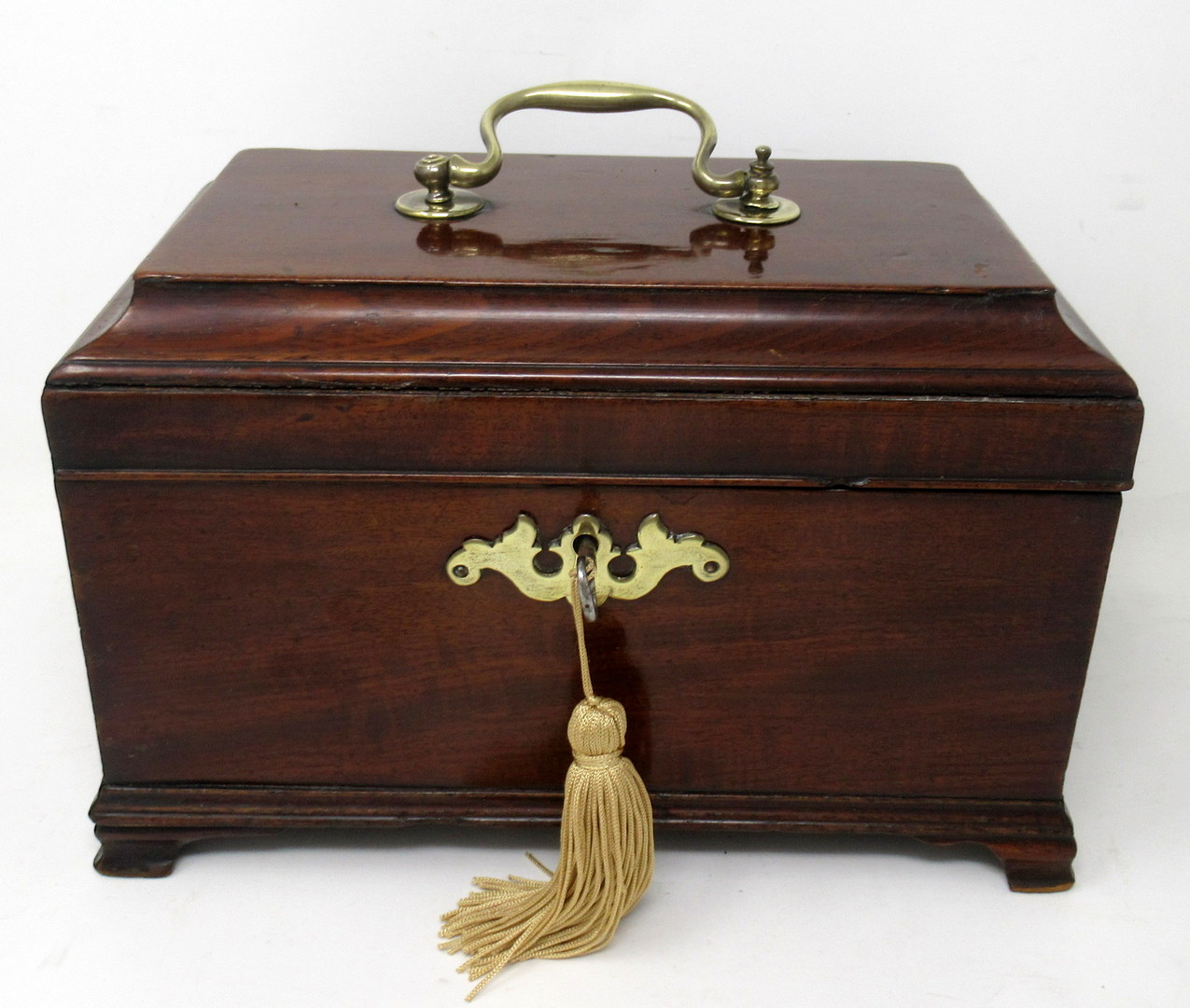 497. Antique Georgian Flame Mahogany English Double Tea Caddy Box Late 18th Century