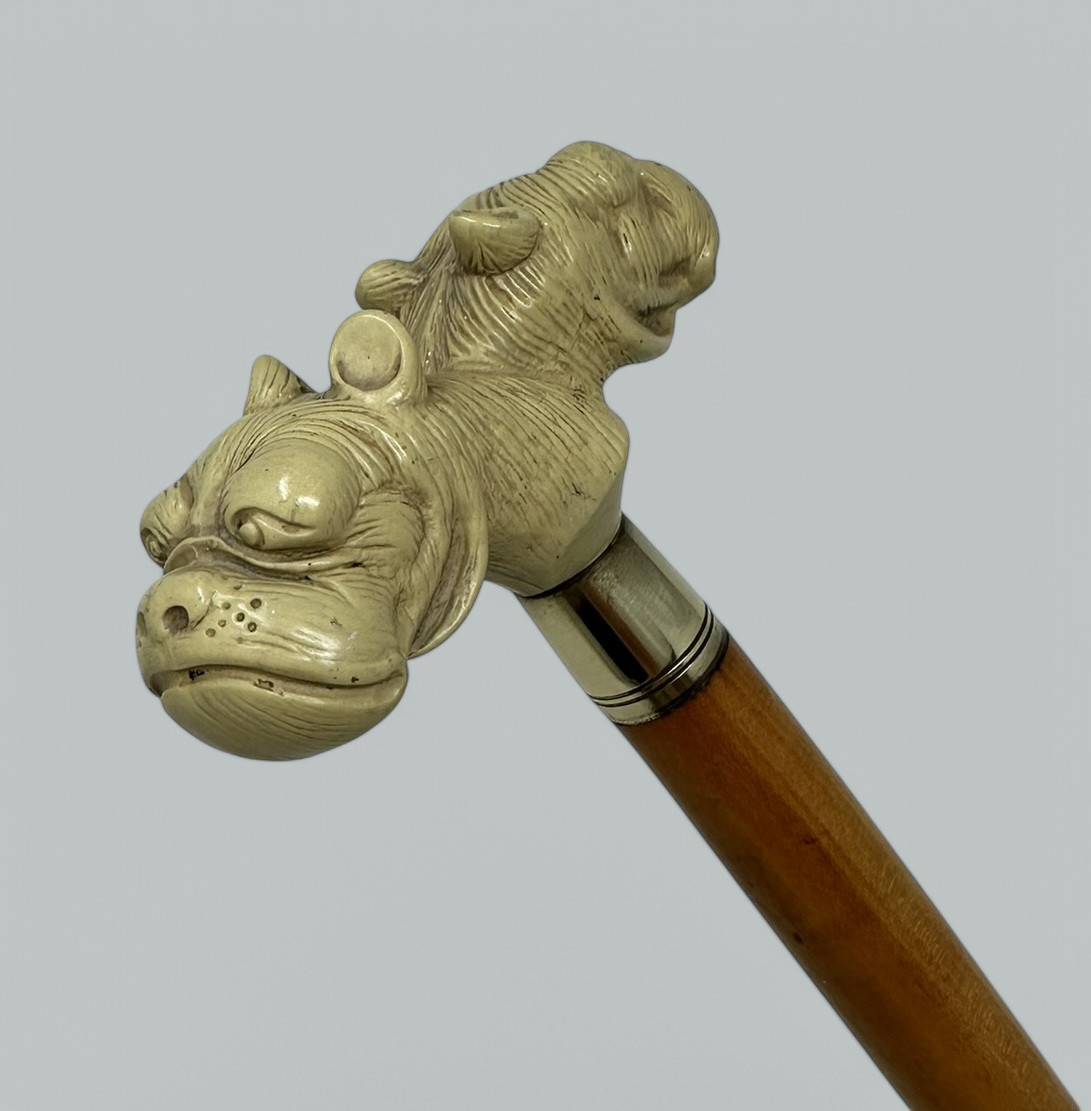 579. Antique Vintage Lady's Gentleman's Walking Dress Stick Cane English Bulldog 1900 - Image 5