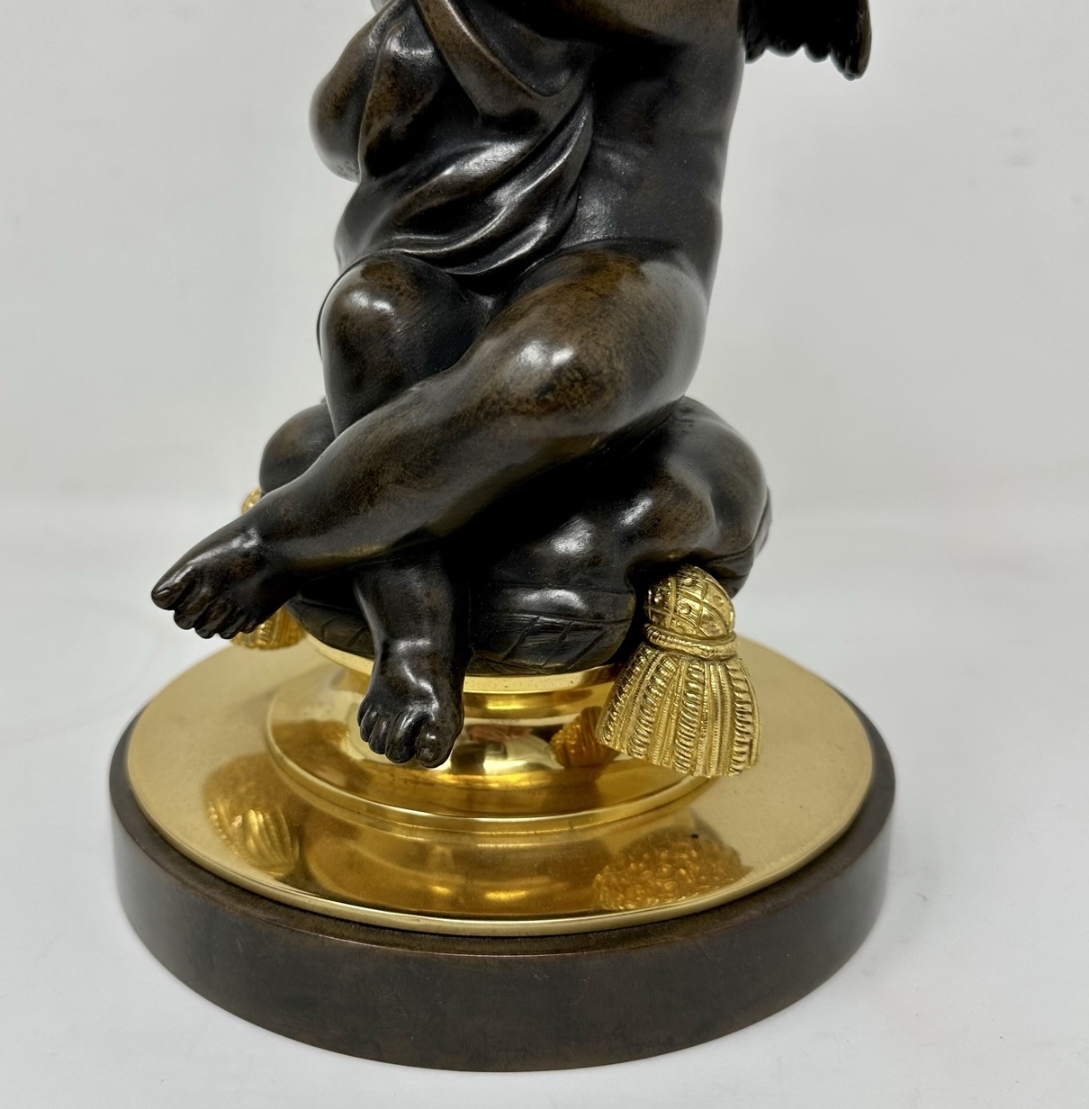 519. Antique Pair Gilt Bronze Dore Ormolu Table Lamps Clodion Grand Tour Cherubs - Image 6