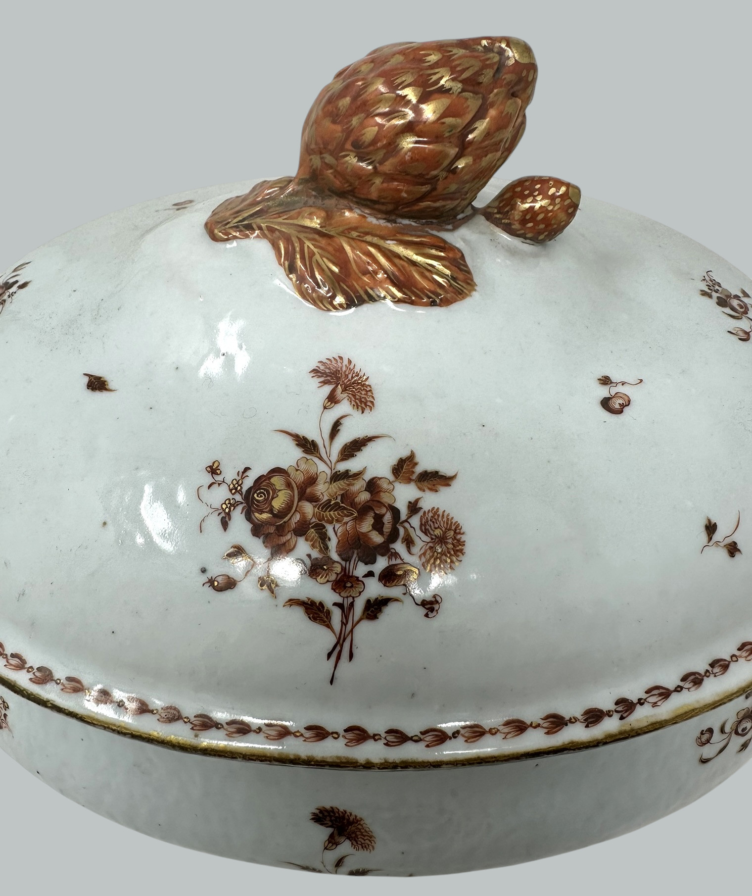 871. Antique Chinese Qing Dynasty Canton Porcelain Famille Rose Qianlong Tureen 18 Ct - Image 4