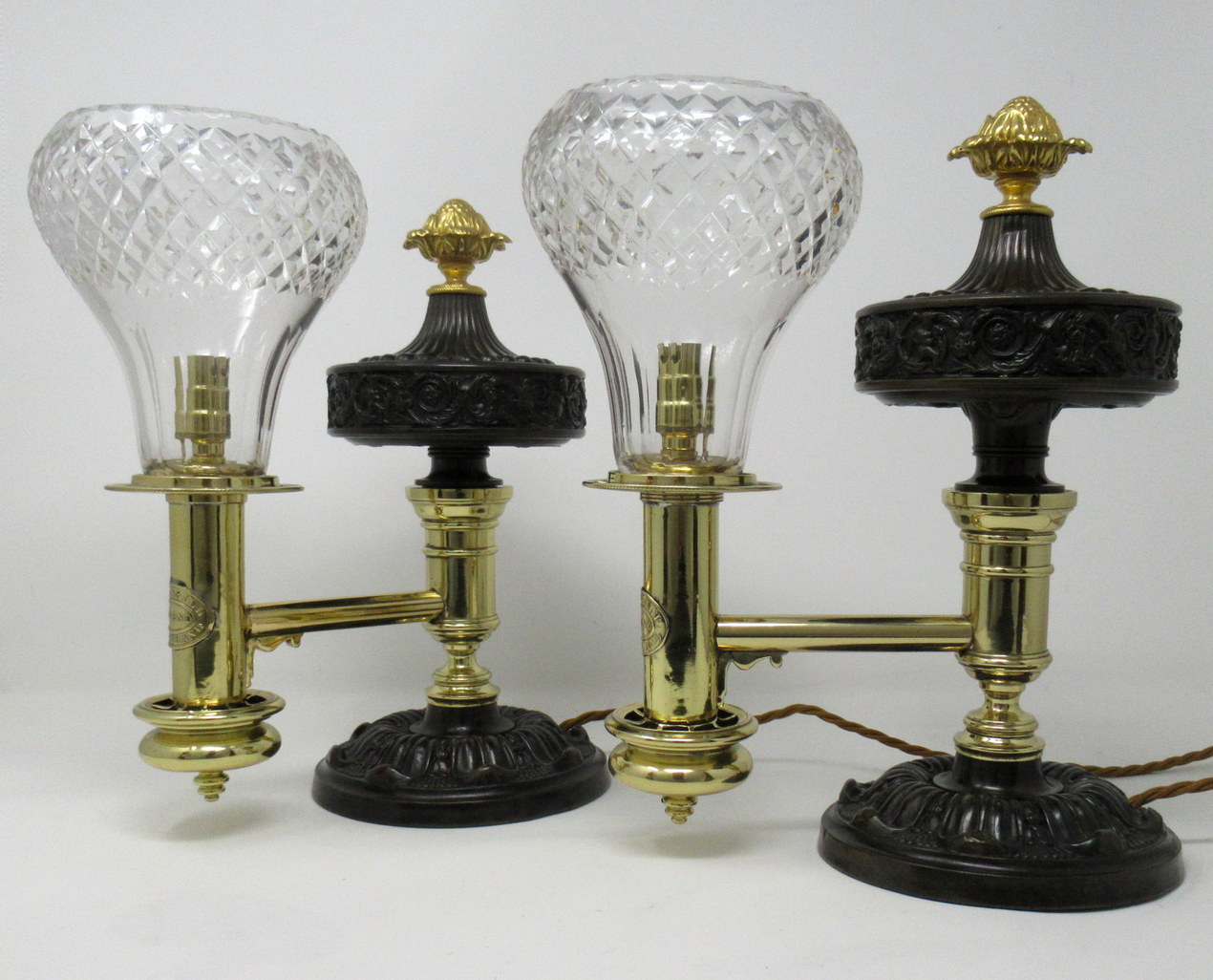 441. Pair English Ormolu Bronze Argand Lamps Thomas Greensill 19thCt - Image 4