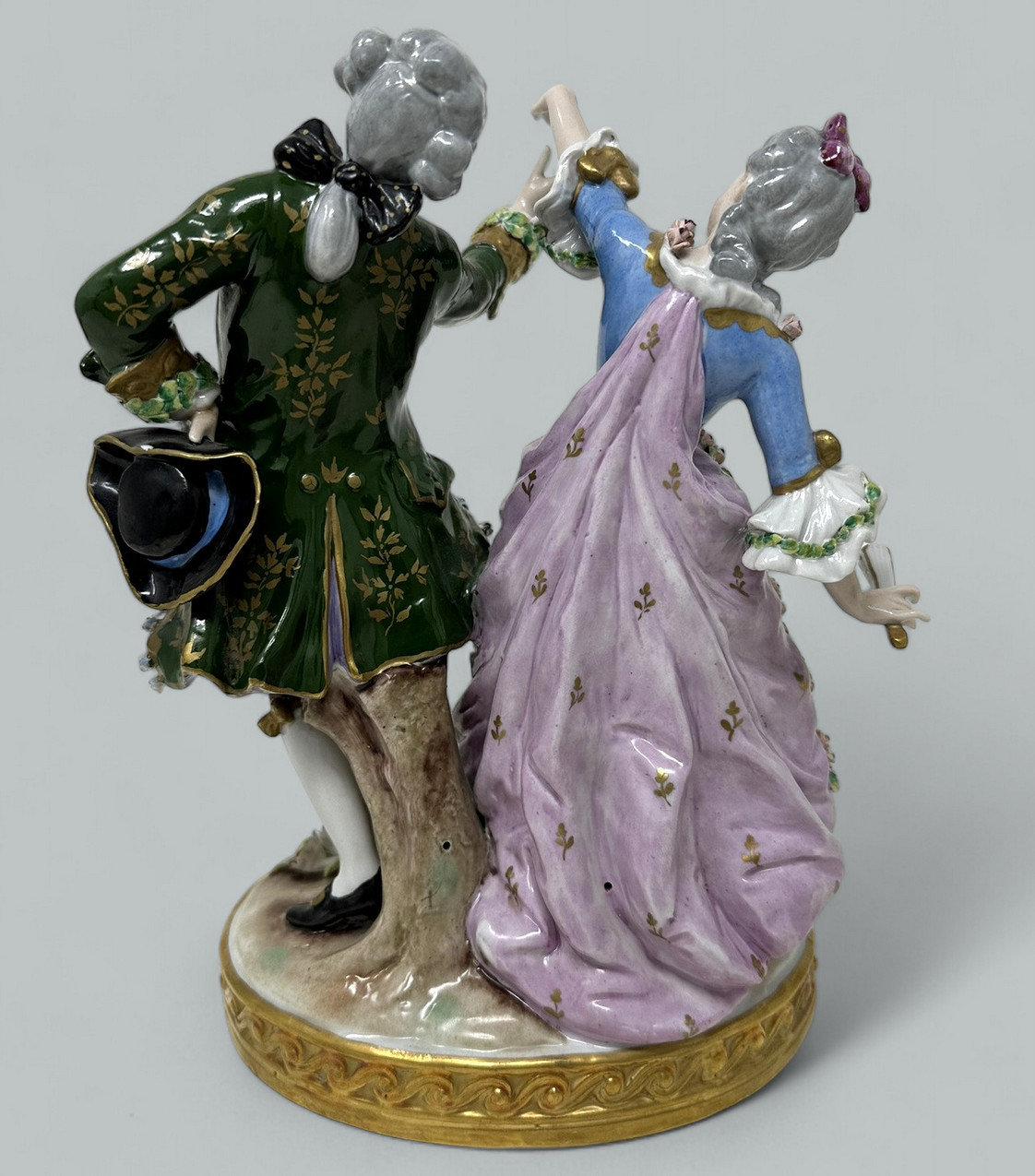 717. Antique Sitzendorf German Porcelain China Dancing Male Female Figure Group 19Ct - Image 5