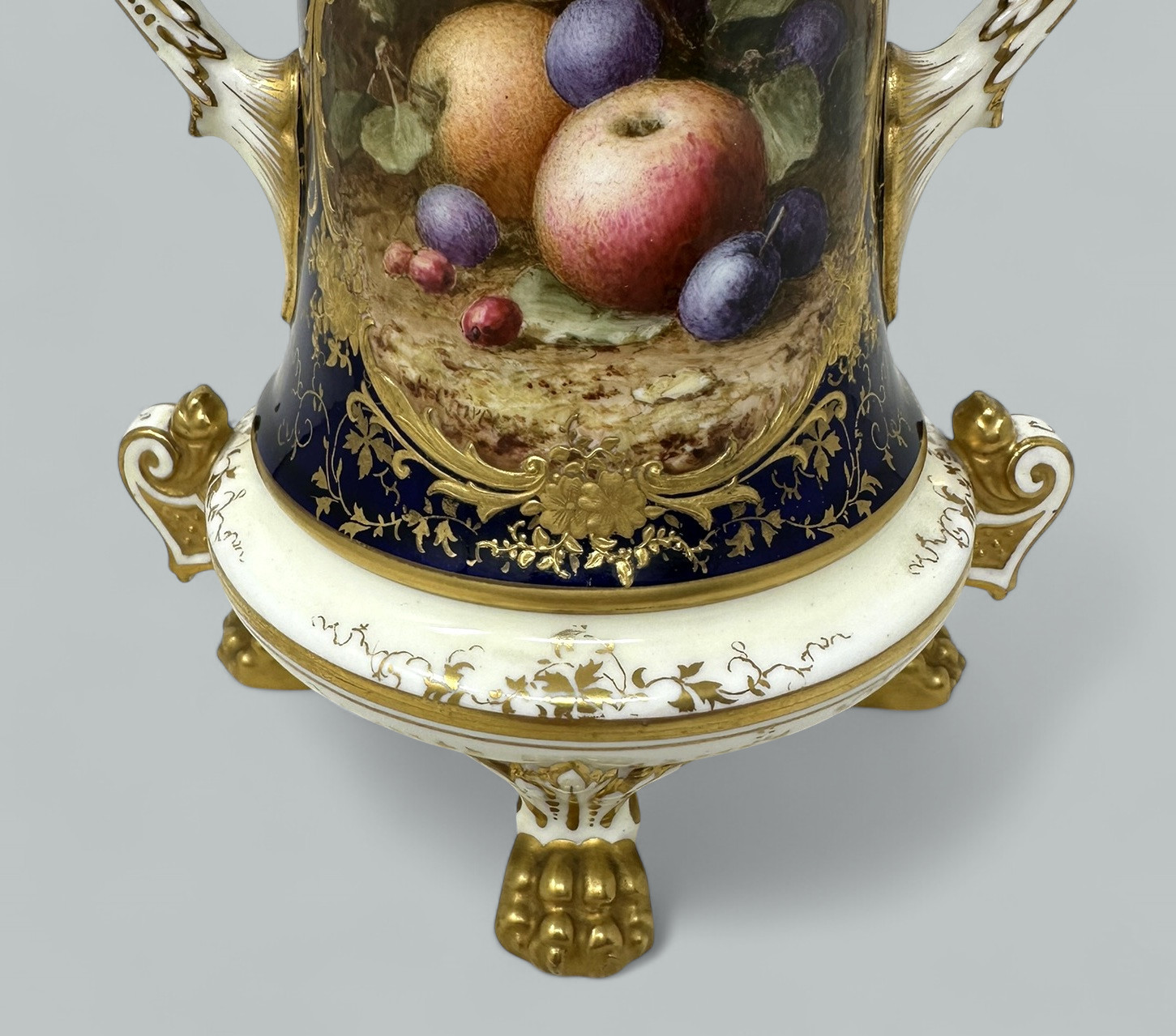 372. Antique Coalport Hand Painted Vase Urn Frederick Chivers Still Life Fruits 1910 - Image 5