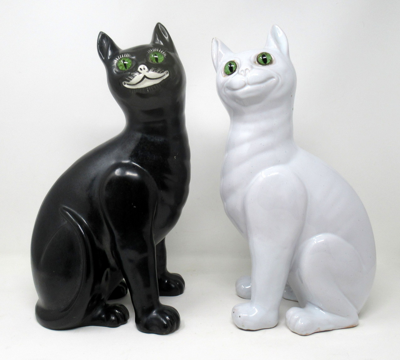 283. Pair Faience Pottery Cats by Emile Galle Provenance Lord Iveagh Guinness Family