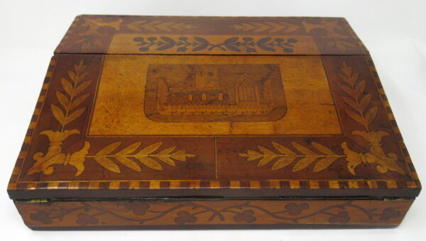 333. Irish Killarney Ware Arbutus Wood Ladies or Gents Travelling Writing Slope 19thCt