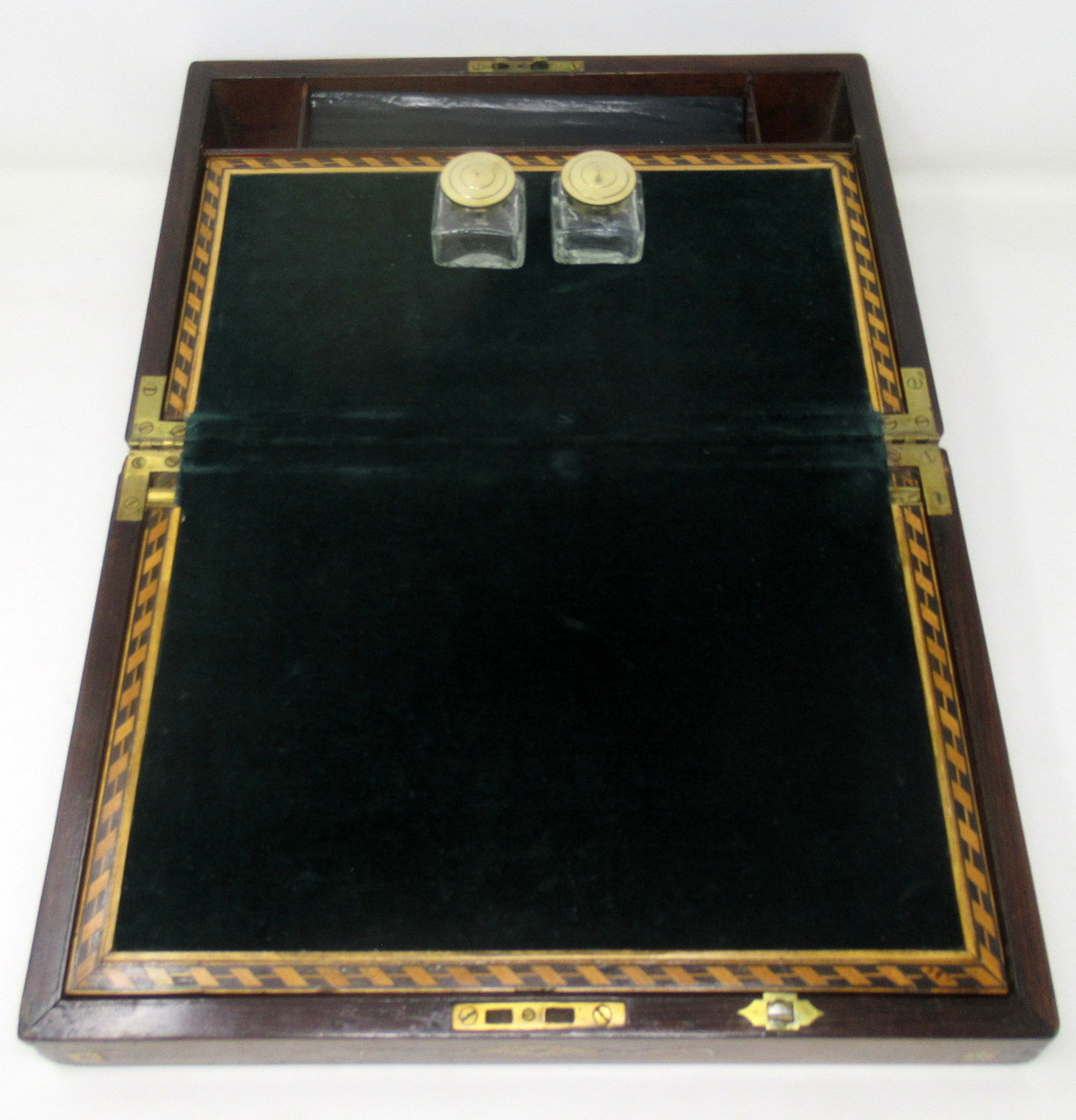 722. Irish Mahogany Mother of Pearl Writing Slope Box by Austins Dublin, circa 1860 - Image 6