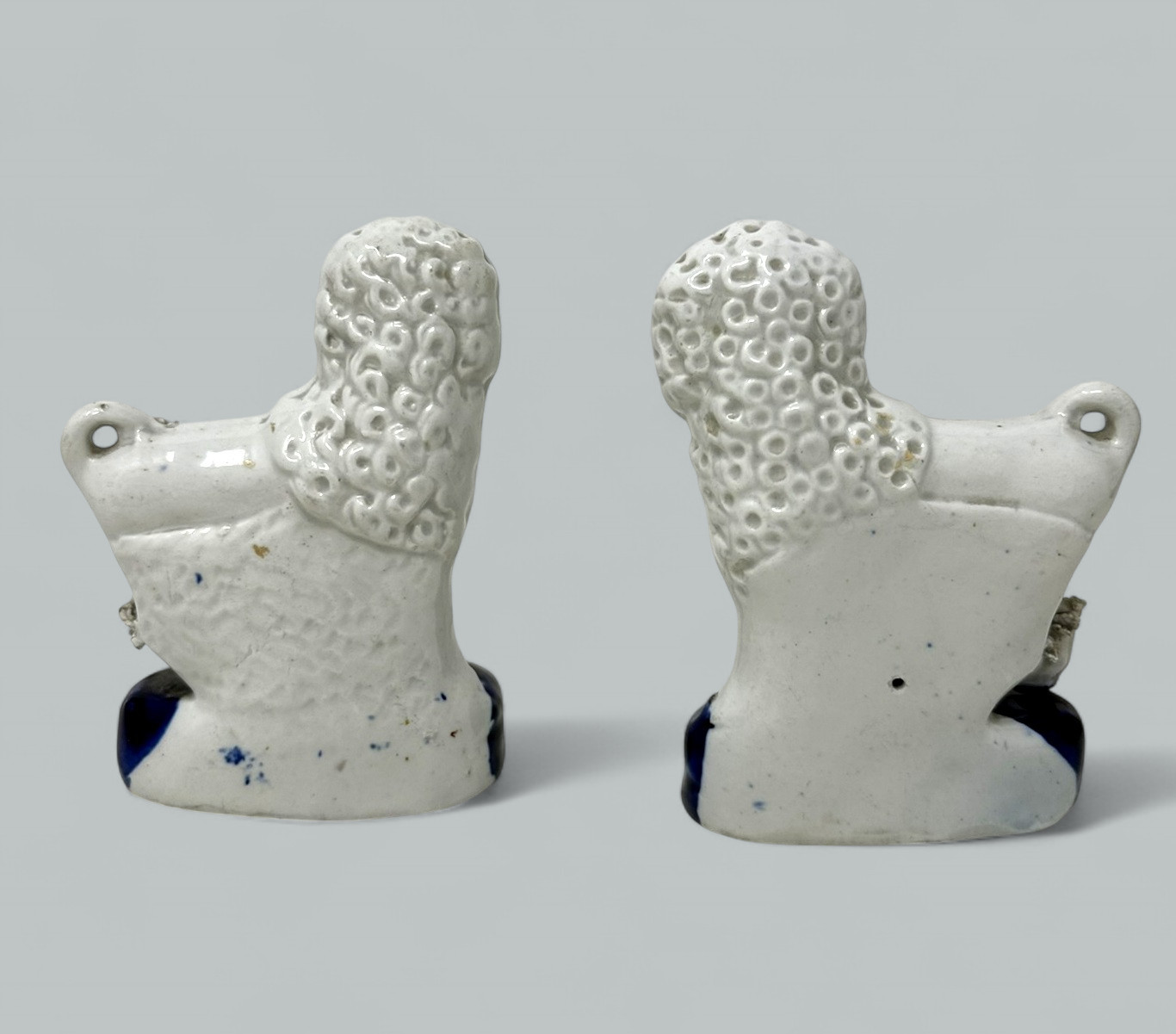 573. Pair Antique Staffordshire Porcelain Poodles Dogs Quill Pen Holders 19th Century - Image 7