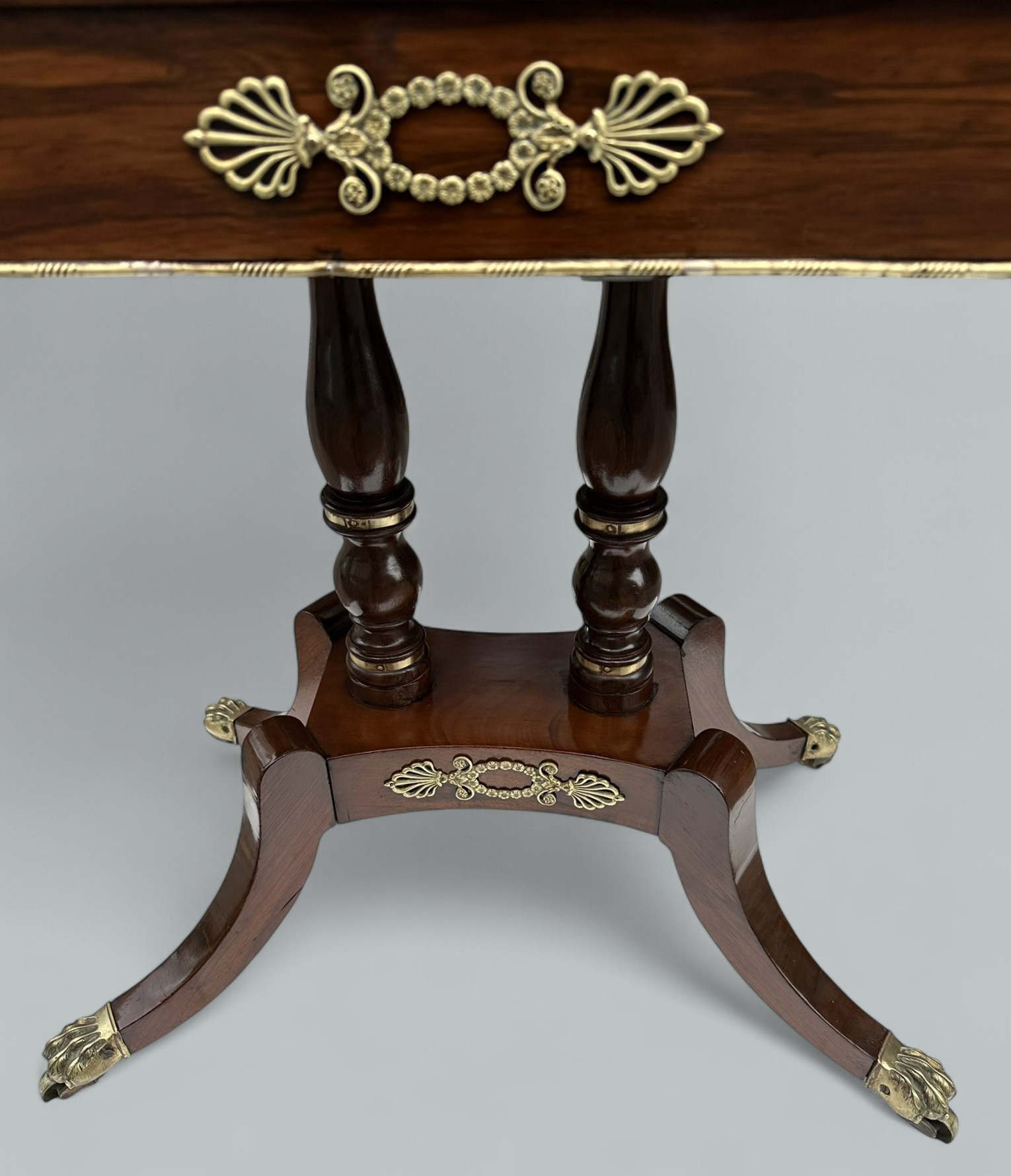 081. Antique English Regency Mahogany Fold-Over Games Card Tea Side Table 19Ct - Image 3