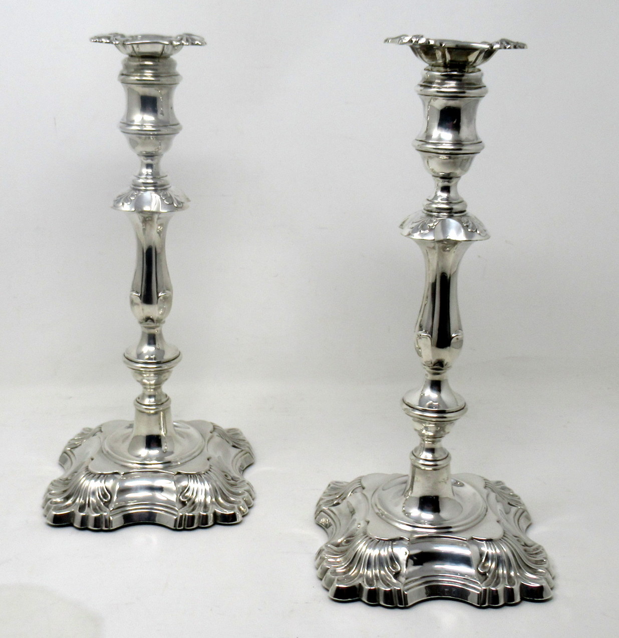 956. Antique Pair English Sterling Silver Candlesticks Candelabra William Hutton 1905 - Image 2