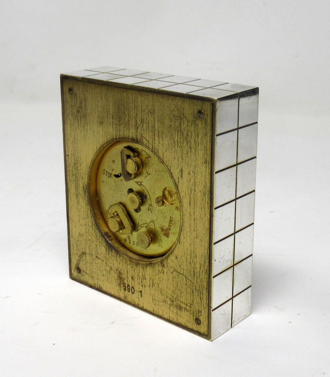 180. Vintage Cartier Paris Antimagnetic Silver Plated Travel Alarm Clock Circa 1930 - Image 8