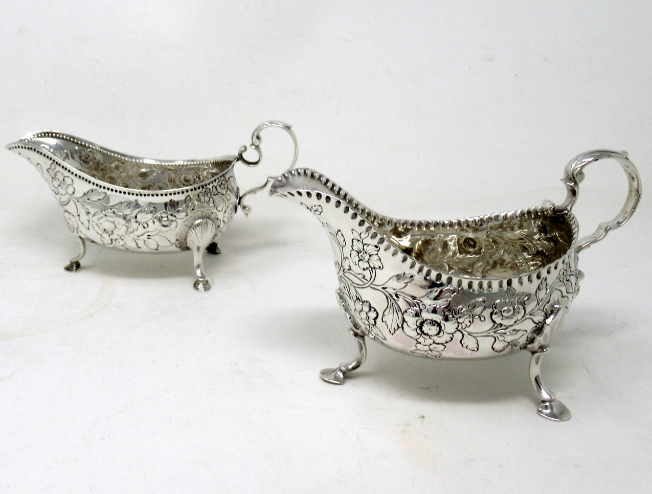 668. Rare Pair Irish Georgian Dublin Silver Sauce Gravy Boats Circa 1760 Matthew West - Image 5