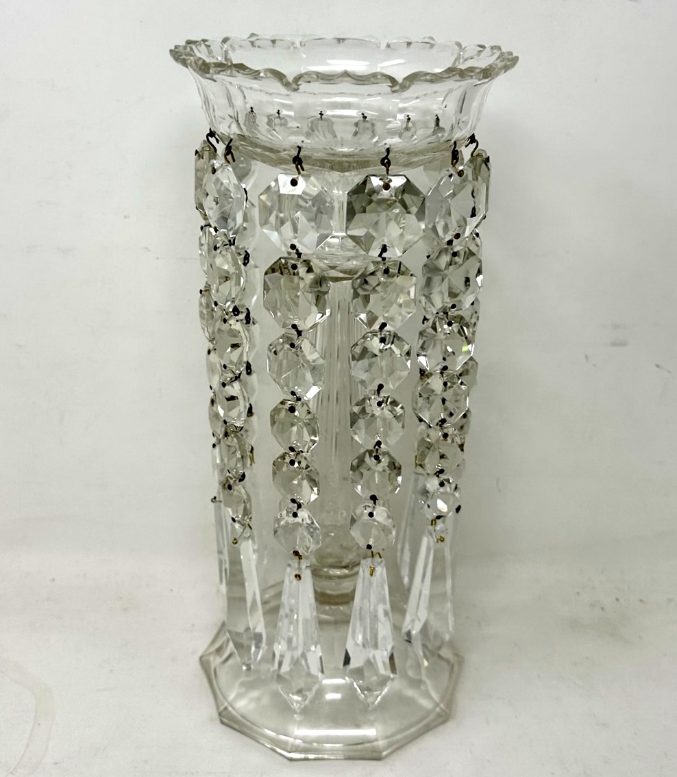 250. Antique Irish Waterford Hand Cut Lead Crystal Lustres Vase Candlestick Ireland - Image 7