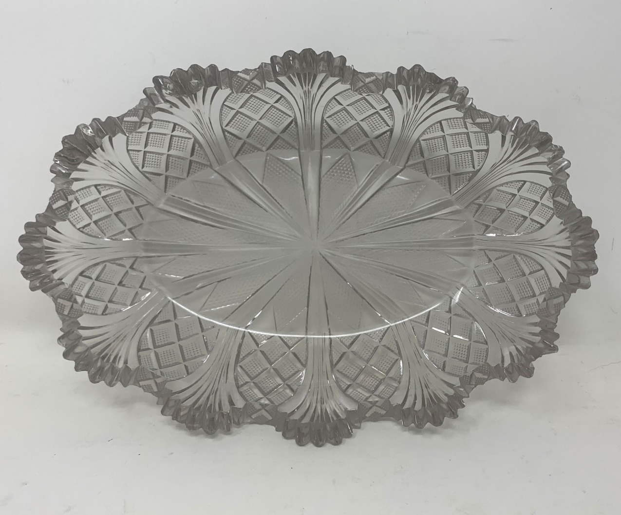589. Antique Irish Tipperary Waterford Glass Cut Crystal Bowl Georgian Centerpiece