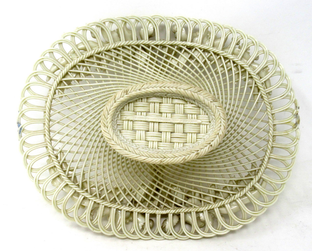 834. Antique Irish Belleek Porcelain Four Strand Basket Centerpiece 1865-1889 Ireland - Image 7