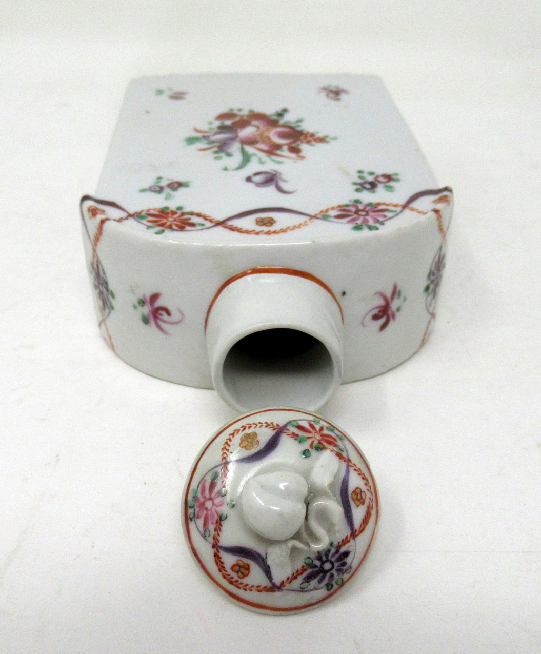 401. Chinese Canton Porcelain Famille Rose Dome Top Enameled Tea Caddy - Image 5