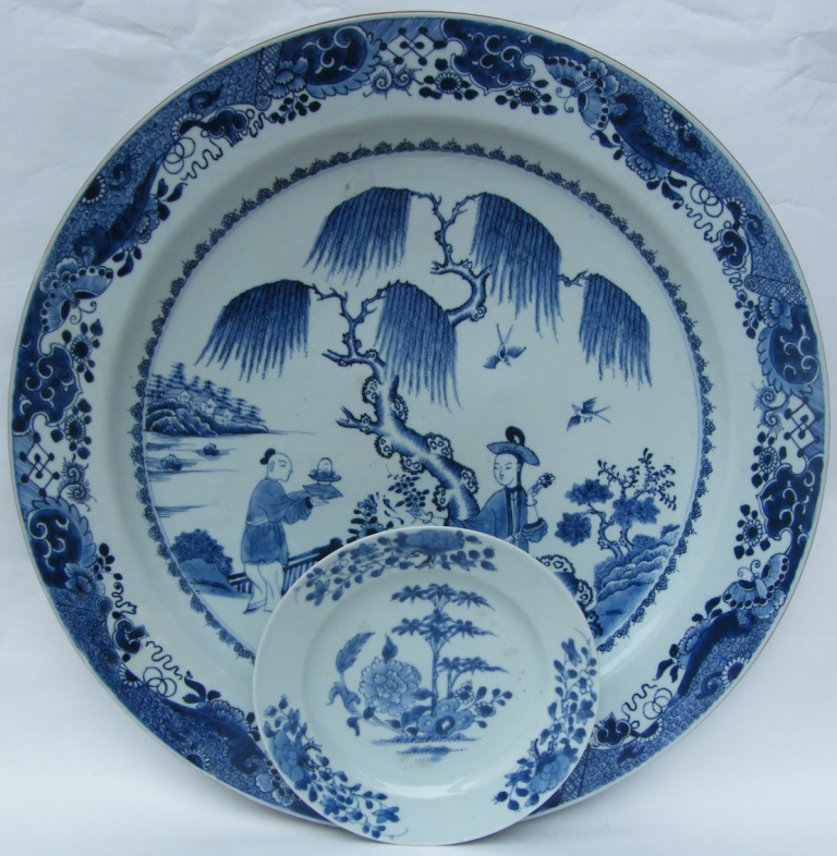 546. LARGE Chinese Blue White Charger 18th Century