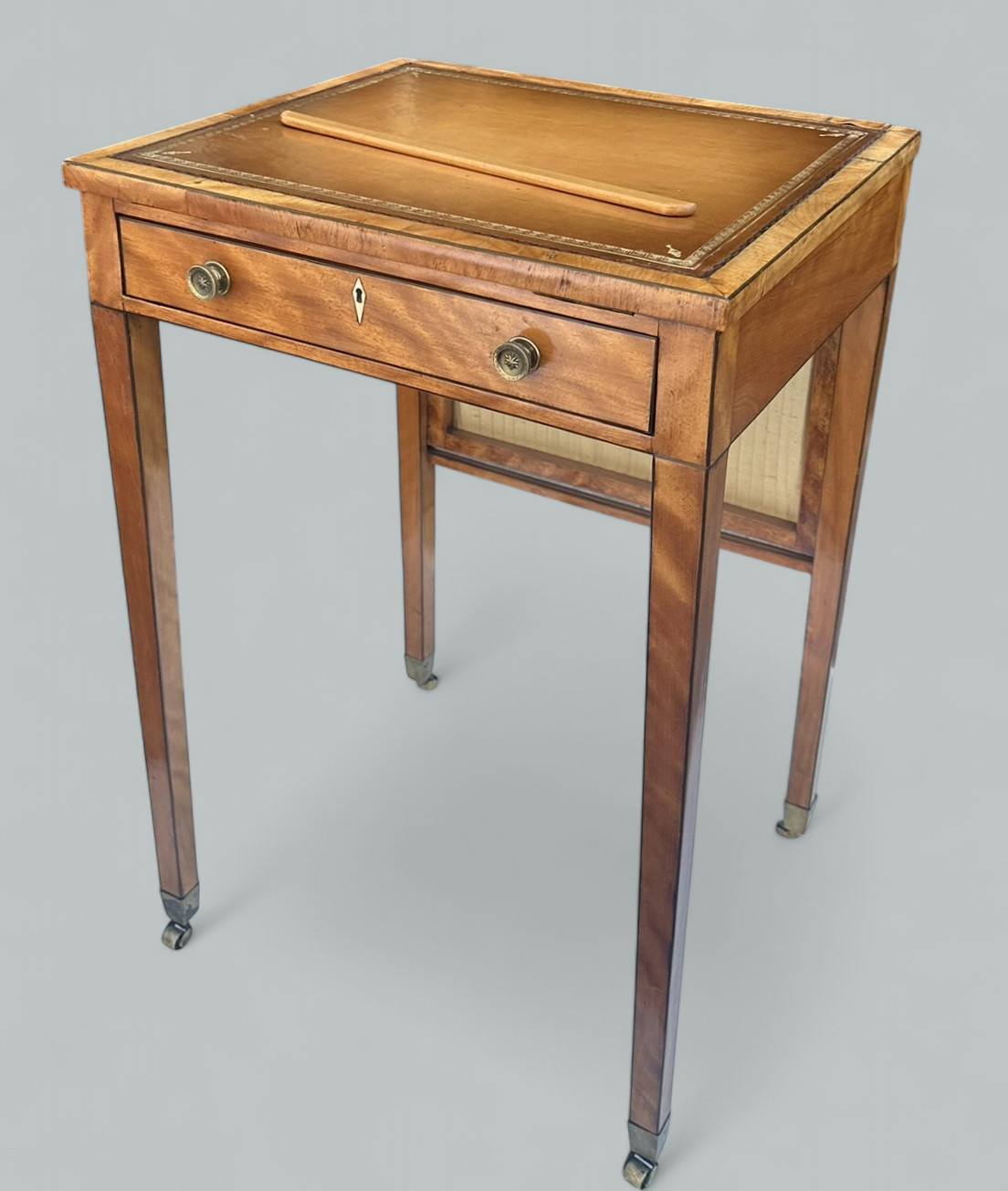 238. Antique Irish Satinwood Writing Desk Lectern Side Table Robert Strahan Dublin - Image 3