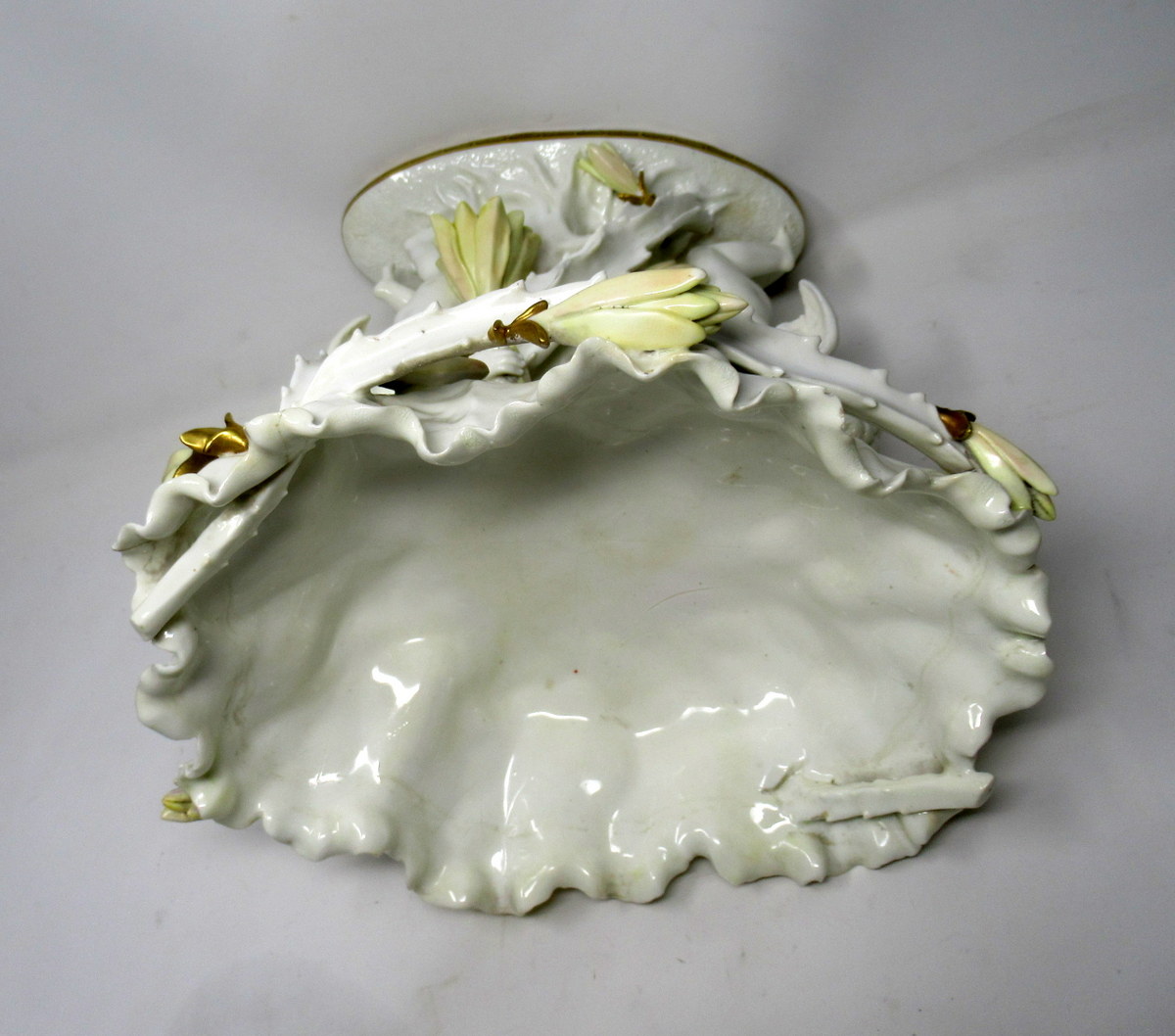 181. English Moore Brothers Porcelain Cream Gilt Cherub Cacti Centerpiece 19th Cent - Image 5