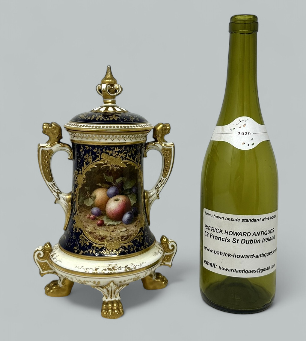 372. Antique Coalport Hand Painted Vase Urn Frederick Chivers Still Life Fruits 1910 - Image 10