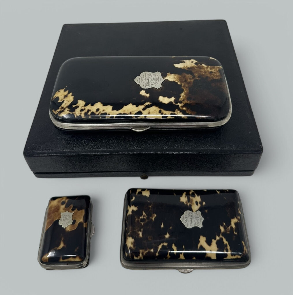 297. SOLD. Antique Victorian Casket Tortoiseshell Calling Cards Regency Grand Tour 1837