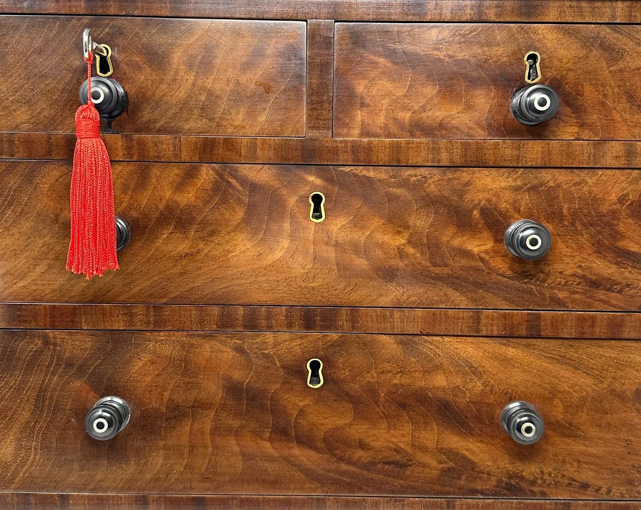 070. Antique English Regency Miniature Apprentice Chest Drawers Flame Mahogany 19Ct - Image 9