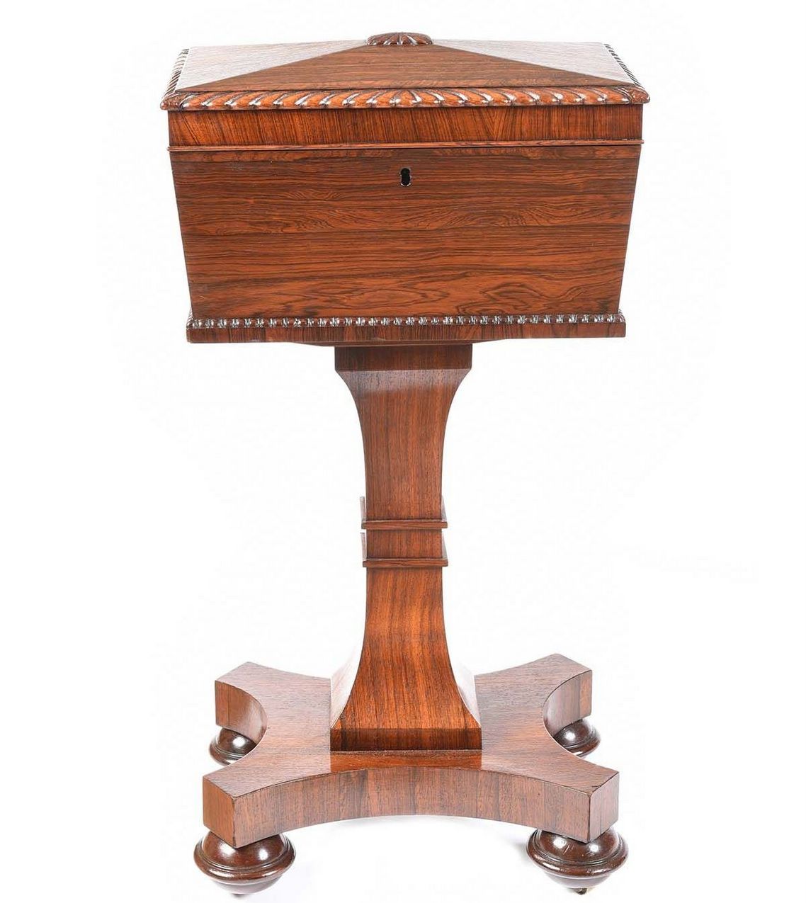 674. Antique Flame Mahogany English Regency Tea Poy Gillows Lancaster Tea Caddy 19 Ct - Image 6