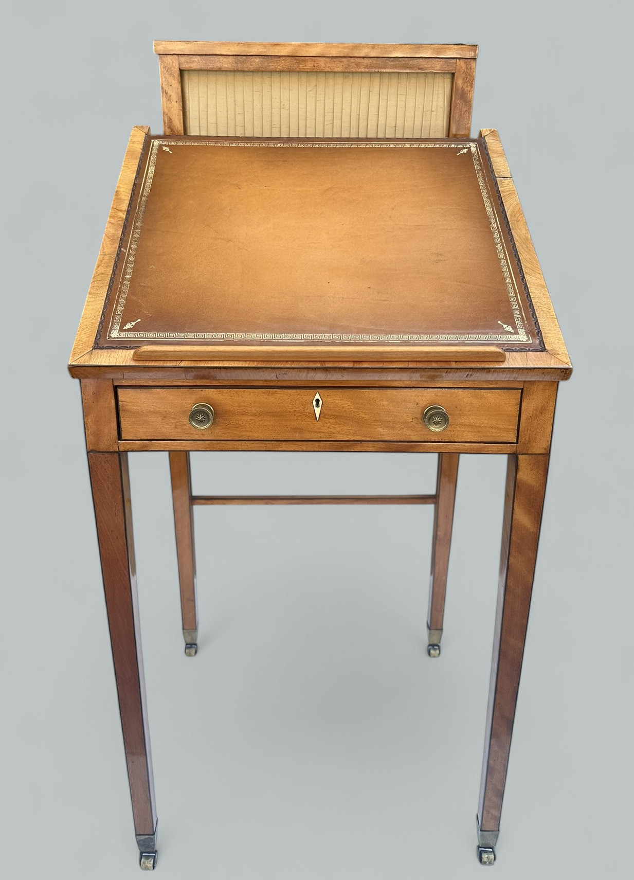 238. Antique Irish Satinwood Writing Desk Lectern Side Table Robert Strahan Dublin - Image 2