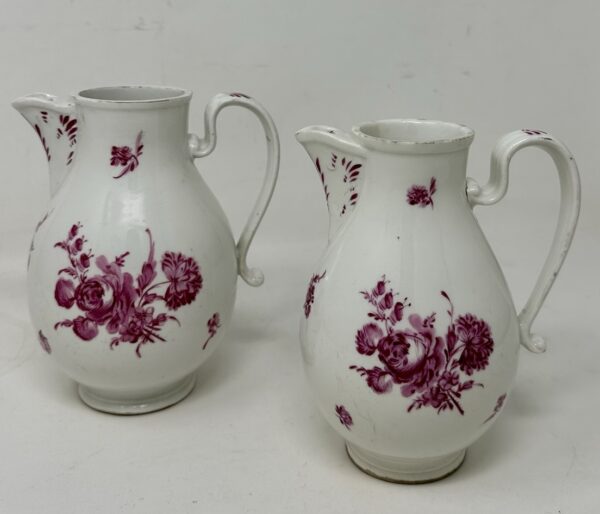 276. Antique Austrian Royal Vienna Porcelain Cream Milk Jug Pitchers Puce Burgundy