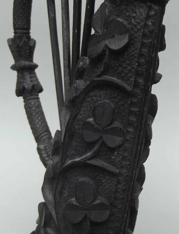 725. Hand Carved Bog Oak Irish Harp Late 19th Ct - Image 3