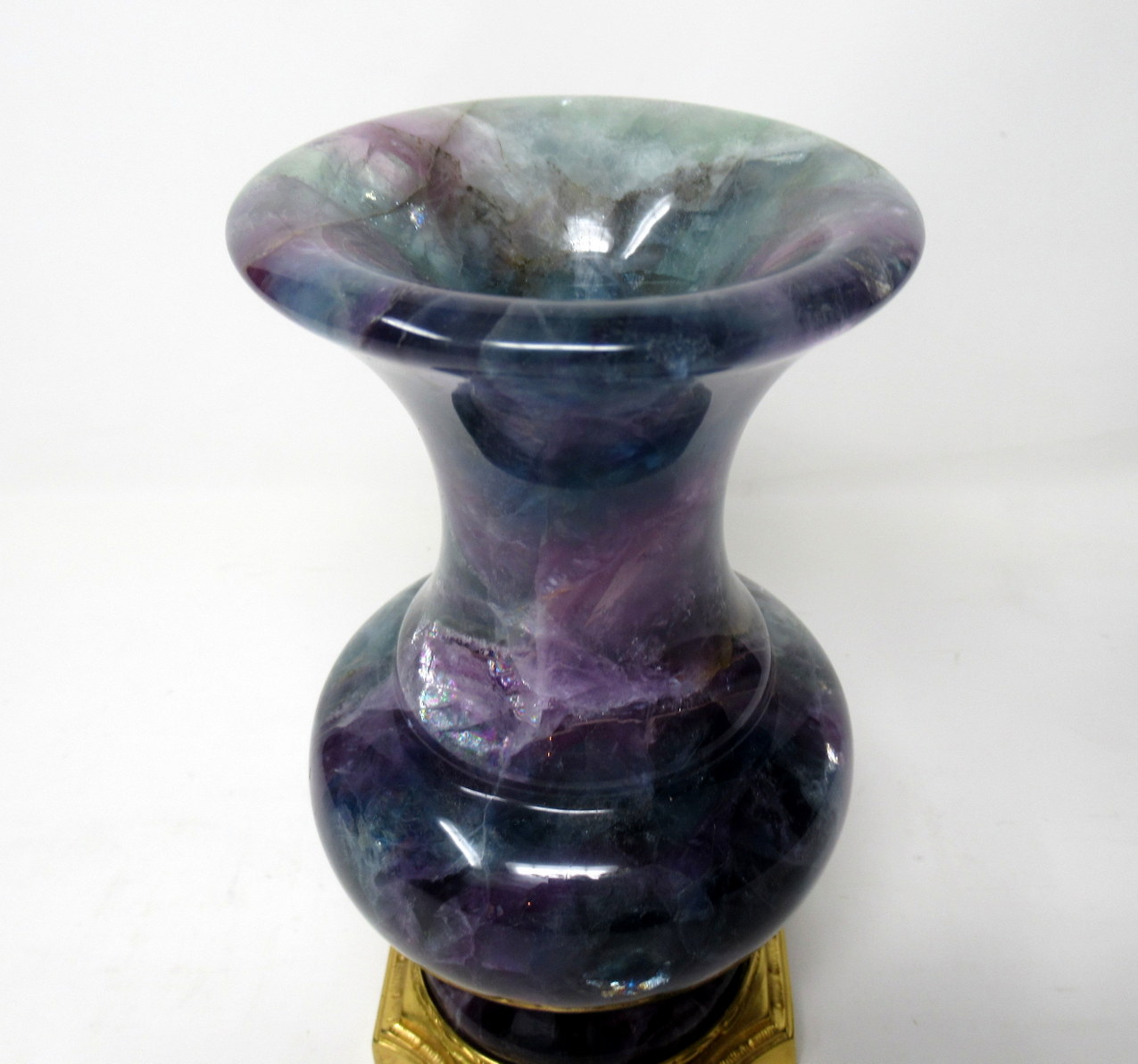 554. Rare Blue John Fluorite Derbyshire Carved Urn Ormolu Mounts 19th Ct - Image 6