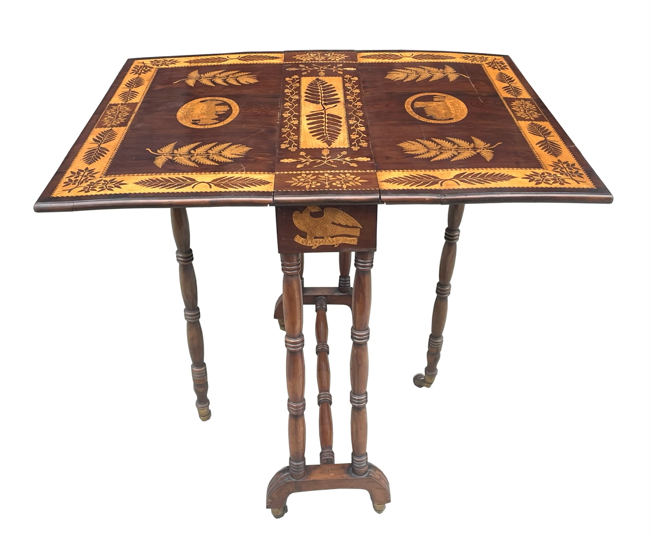 099. Antique Irish Castle Ruins Killarney Killarneyware Arbutus Wood Sutherland Table - Image 3